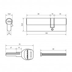 АЛЛЮР HD F 100-5К CP (35x65) хром перф.кл Цилиндровый механизм