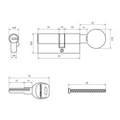АЛЛЮР HD FG 70-5К BP (40x30G) латунь перф.кл/верт Цилиндровый механизм