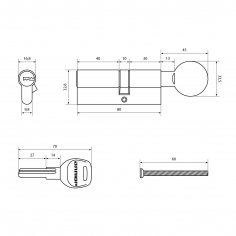 АЛЛЮР HD FG 80-5К BP (45x35G) латунь перф.кл/верт Цилиндровый механизм