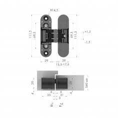 Петля скрытой установки U3D6000 SC (11160UN3D) мат. хром