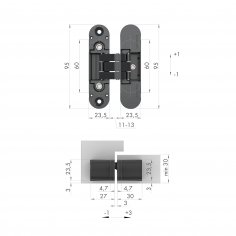 Петля скрытой установки U3D4000 CP (9540UN3D) хром