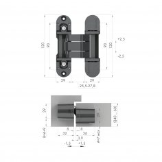 Петля скрытой установки U3D8000.VPG SC мат. хром TECH