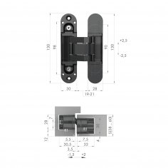 Петля скрытой установки U3D5000.VPG BL черный TECH