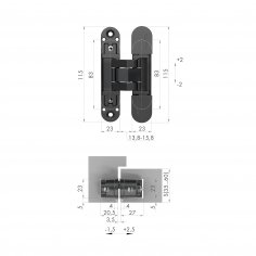 Петля скрытой установки U3D3000.VPG SC мат. хром TECH
