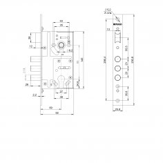 Корпус врезного замка c защёлкой MDV811/C-60.85.3R14