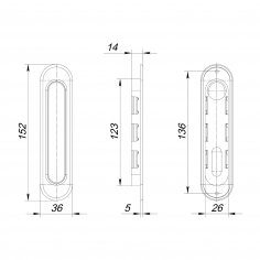 Ручка для раздвижных дверей SH.SL152.010 (Soft LINE SL-010) BL черный