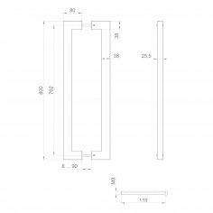 Ручка-скоба PULL.PH38/800.26 INOX 304 (PH-26-38/800-INOX) BLACK