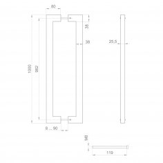 Ручка-скоба PULL.PH38/1000.26 INOX 304 (PH-26-38/1000-INOX) BLACK