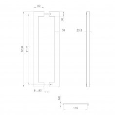 Ручка-скоба PULL.PH38/1200.26 INOX 304 (PH-26-38/1200-INOX) BLACK