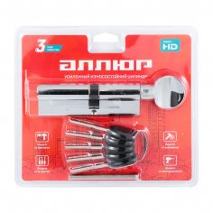 АЛЛЮР HD FG 100-5К CP[40Gх10х50](55x45G) хром перф.кл БЛИСТЕР Цилиндровый механизм