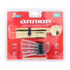 АЛЛЮР HD FG 90-5К BP[35x10x45G] (40x50G) латунь перф.кл/верт БЛИСТЕР Цилиндровый механизм