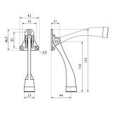 Фиксатор дверной АЛЛЮР КН-130 РУ (козья ножка) Серый (серебро) (RAL9006)