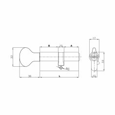 Цилиндровый механизм с вертушкой 164 SM/70 (30+10+30) mm упк.БЛИСТЕР никель 5 кл.
