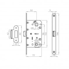 Защелка врезная PLASTLP96WC-50/IND SN мат.никель (кратно коробке 30 шт)
