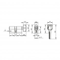 Цилиндровый механизм MaxPro7002Knob65mm(30+10+25) SN никель 7key с вертушкой