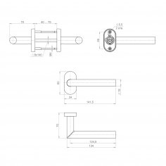 Ручка раздельная R.DSS201-0204P/19 INOX 201 (овальное основание)