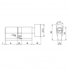 Цилиндровый механизм (200 ZM/100) 2000ZM Knob 100 (60+10+30) BL-24 черный 5Key с вертушкой