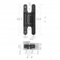 Петля скрытой установки U3D2200.VPG BL черный TECH