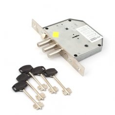 Замок врез. Базальт 1.05.41  никель, сувальдный, стержни 3шт Ф14мм, под фалевую ручку, задвижка