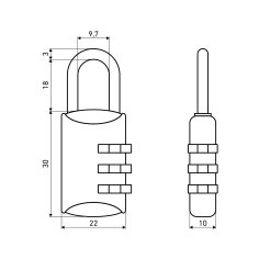 АЛЛЮР ВС1К-22/3 (HA816) красный кодовый d=3мм Замок навесной НОВИНКА