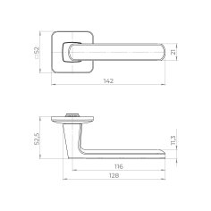 Ручка раздельная K.MD50.COMBO 140mm BL-24 черный