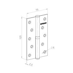 Петля съемная IN5430SL-BL BL левая (413/BL-5 125x75x2,5)  мат. черный  БЛИСТЕР