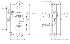 Замок врезной сувальдный с защёлкой в комплекте с ручкой ЗВ9.009/17 (медь), 4 кл.