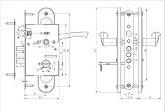 Замок врезной сувальдный с защёлкой в комплекте с ручкой ЗВ9.009/17 (серебро), 4 кл.