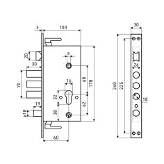 АЛЛЮР ЗВ1-08А-C AТМ-L левый автомат.без ц/мех.б/о для кит.металл.дверей Замок врезной б/руч