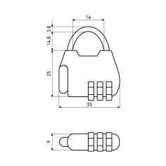 АЛЛЮР ВС1К-35/4 (HA806) GP золото кодовый d=4мм Замок навесной НОВИНКА
