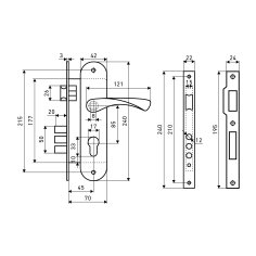 АЛЛЮР 0203 CP хром Замок врезной с/руч