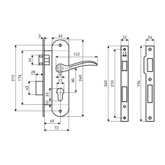 АЛЛЮР 0205 CP хром Замок врезной с/руч