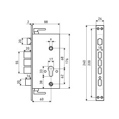 АЛЛЮР ЗВ1-09АТМ-L левый автомат.без ц/мех.б/о для кит.металл.дверей Замок врезной б/руч