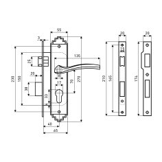 АЛЛЮР АРТ ЗВ4-70.06 OB состаренная бронза Замок врезной с/руч
