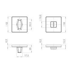 Ручка поворотная BK6.K.ZL52 SSG-39 сатинированное золото