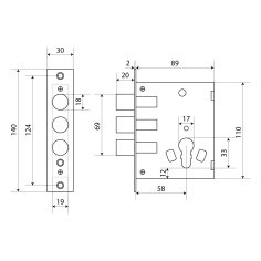 АЛЛЮР ЗВ1-06А без ц/мех.б/о для кит.металл.дверей Замок врезной б/руч