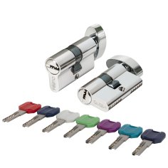 Цилиндровый механизм MaxPro7002Knob52mm(21+10+21) CP хром 7key с вертушкой 