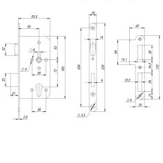 Замок врезной DD.INOX/C-55.72/R с роликовой защелкой (лиц.планка 20 мм)