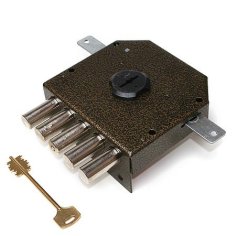 Замок накл. Гранит 1.06.52 КМА никель, сувальдный стержни 5шт. диаметр 18мм тяги медный антик