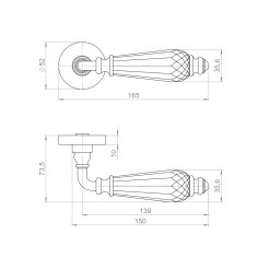 Ручка раздельная R.ART52.D.ELEGANT SG-4 мат. золото