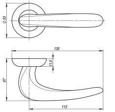 Ручка раздельная R.RM54.CAVA SN/CP-3 матовый никель/хром, коробка белый картон, квадрат 165