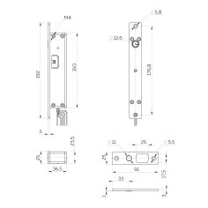 Врезной соленоидный электромеханический замок-защёлка EML-500A