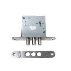 Замок врез. Кремень В-1.04.04 К никель, сувальдный- стержни 3шт. диаметр 12мм планка запорная