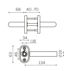 Ручка раздельная R.DSS201-0204P/19 (DSS-0204P/19) INOX 201 BLACK  (овальное основание)