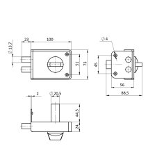 Замок накладной RIM-1-3-1 Silver серебро