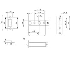 Защелка врезная METLM45-8 BL черный
