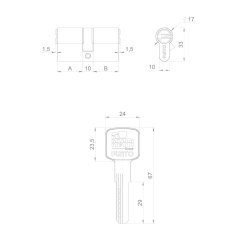 Цилиндровый механизм Z3000Key60(25+10+25) BL черный