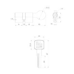 Цилиндровый механизм Z3002Knob90(35+10+45) с вертушкой BL черный