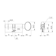 Цилиндровый механизм (G-PRO502/120) G-PRO5002 Knob 120 (55+10+55) SSC сатин. хром 5Key