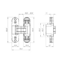 Петля скрытой установки LM/U3D2000.TG BL/SC мат.хром